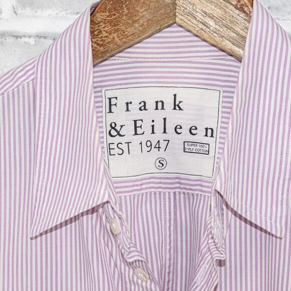 Frank & Eileen Men's Button up PAUL Shirt in light Purple Striped Cotton Small - Picture 3 of 6